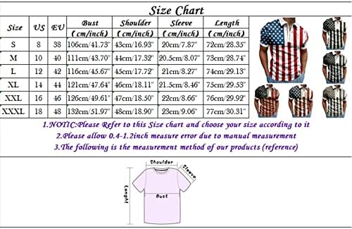 Мъжки летни Блузи Поло 2023, 4 юли, всеки ден Риза с къси ръкави с цип за Свободно Намаляване с Къс ръкав, Ризи с Флага на сащ