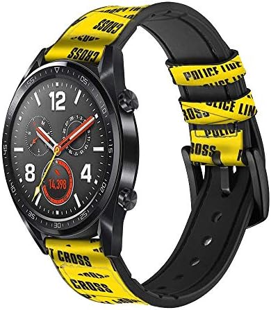 CA0227 Полицейска линия Не Пресича Кожена Каишка за Смарт часовник Каишка часовник Smartwatch Размер на Смарт часа (24 мм)