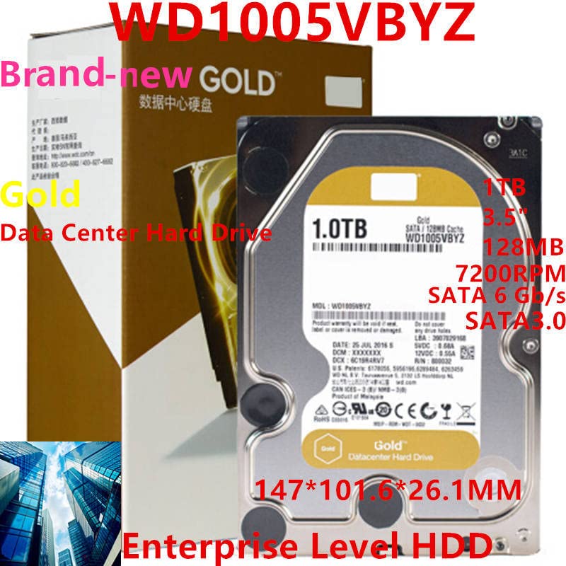 Твърд диск за Gold 1 TB 3,5 SATA 128 MB 7200 об/мин за вътрешен твърд диск на твърдия диск от корпоративен клас за WD1005VBYZ, WD1005FBYZ