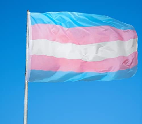 Флаг Гордост трансджендър 3x5 фута - Флаг на Щата с ярък цвят и защита от избледняване - Платно заглавие и двойна светкавица