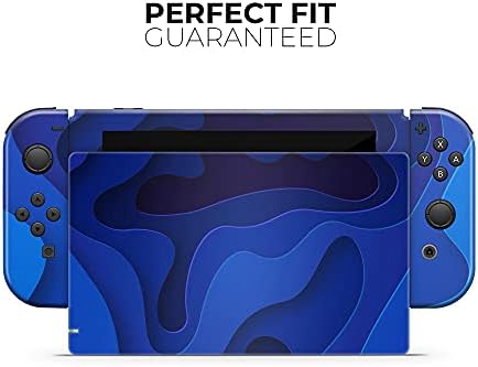 Дизайн Skinz - Съвместим с комплекта OLED-конзоли Nintendo Switch - Защитен стикер на кожата, Устойчиво на надраскване Свалящ се Vinyl обвивка - 3D Blue Abstract Paper Cuts V1