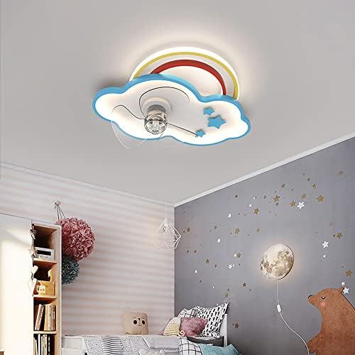 DLSixYi Тавана Лампа с Облаците за детска стая, три-цветен Вентилатори с Регулируема Яркост, Невидими Вентилатори със светлина, Нископрофилни Вентилатори с дистанционно управление, Тавана лампа за Спални