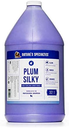 Nature's Specialties Plum Silky Groomer Пакет, Ультраконцентрированный Шампоан + Балсам + Бутилка за смесване, 1 г, Произведено в САЩ