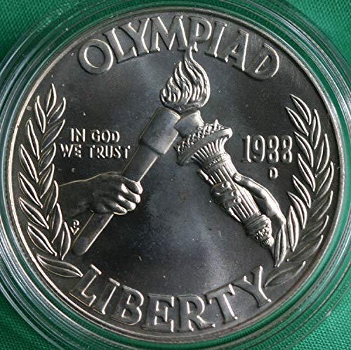 1988 D Незабравим Олимпийски Сребърен долар на САЩ за 1 долар Блестящ Монетен двор на САЩ, без да се прибягва