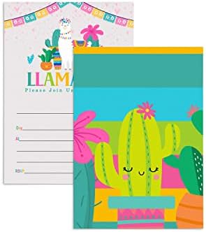 Покана във формата на лама в пликове (25 опаковки) За момичета, Покани за детски душ, за момичета - Покани за Детски рожден Ден, Синко Де Майо, Всяко събитие – Тема Фиеста Розово - Попълнете информацията за партита