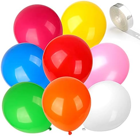 Coogam Еднорог Балон Помпа + 100 бр. Балони Цветове на Дъгата + Балон, Украшающий Лента Комплект за Арх Гирлянди