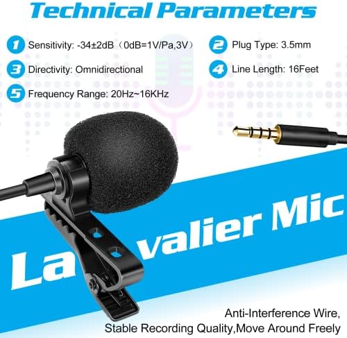 Петличный микрофона на ревера на професионален клас за alcatel A3 XL, Съвместим с мобилен телефон iPhone или камера За блогове, видеоблогов, запис ASMR, Малък микрофон, в риза със системата Easy Clip On