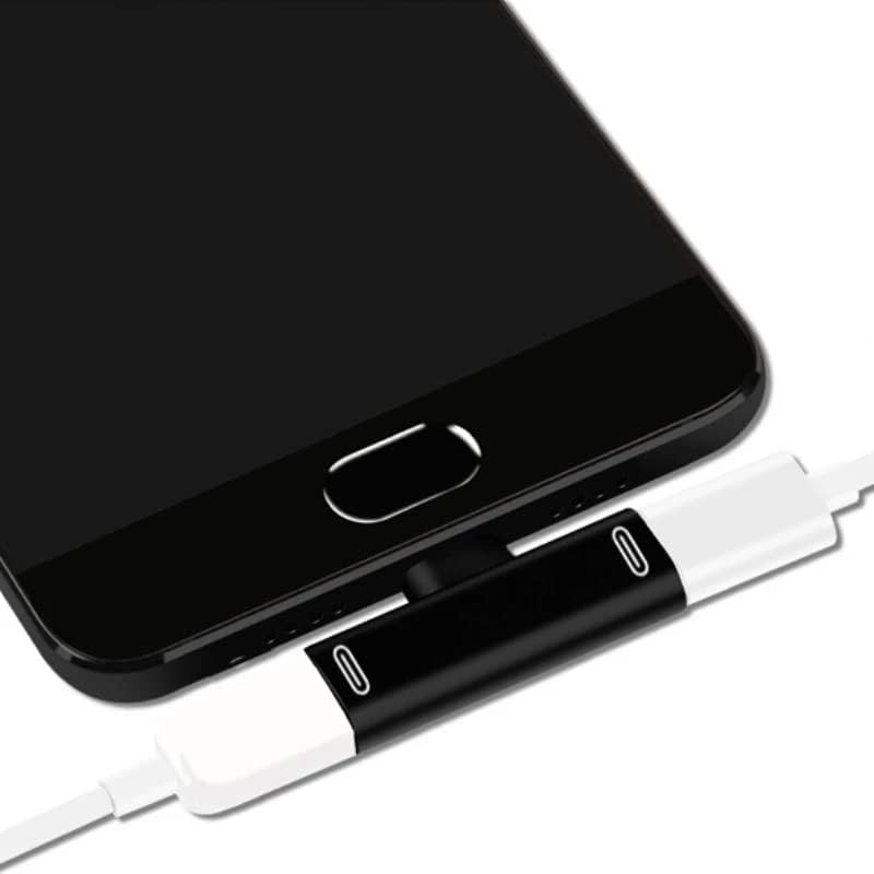 Дебел Тип Сплитер Мъжки Двойно Женски Адаптер за Зарядно устройство за слушалки Сплитер Конвертор (Цвят: черен размер: Един размер)