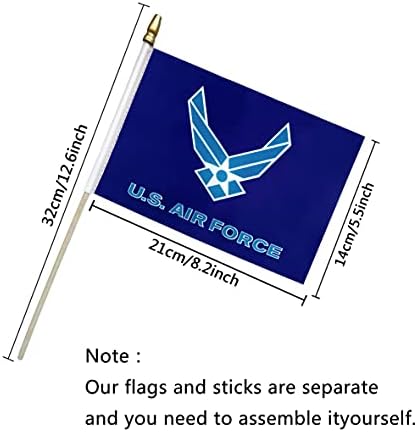 TSMD Крила на ВВС на САЩ, Знамена на клечка, Малки Мини Ръчни Военни Знамена, Бижута, 5x8 см, 12 Опаковки