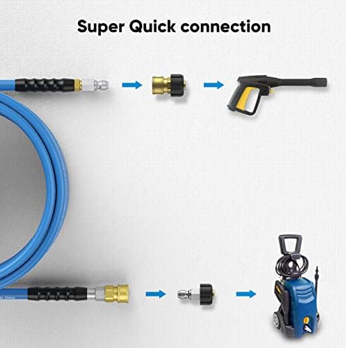 Маркуч за високо налягане автомивка 100 фута X 1/4 , Сплетен от стоманена тел, марка Aihand, Устойчив на прегъване и Сверхгибкий Удлинительный Маркуч за миене с електрически люк, маркуч за гореща/студена вода, Адаптери