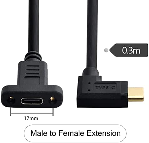 cablecc 90 Градуса Ляв и Десен Ъгъл USB-C USB 3.1 Type C между мъжете и жените Удлинительный Кабел за предаване на данни 30 см