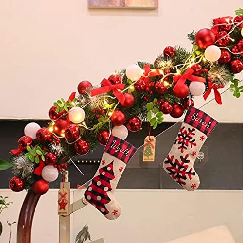 Изискана коледна декоративни подаръци, 4 опаковане на коледни чорапи от зебло, 15,7 на червени и черни Клетчатых Коледни чорапи за камината С снежинками, Коледно дърво, Чорапи с елени за Коледа домашен интериор, Chr