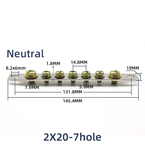 Месинг Пръчка с Висок Ток Заземяване Неутрална Клемма 5/7/10 Крестовидный Винт с Шестоъгълни Глави за Разпределителната кутия 1 бр. (Цвят: 2X20 7 Неутрален, размер: Кръст)
