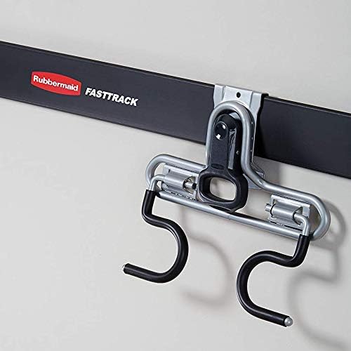 Стенен двойна S-образна кука Rubbermaid Fasttrack с 2 дръжки, органайзер за съхранение в гаража, стойка за ръчни инструменти (2)