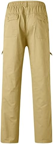 MIASHUI Строителни Панталони за Мъже, Мъжки Свободни Памучни Панталони Големи Размери с Джоб Дантела, Панталони с Еластичен Ластик На Талията, Тежки Панталони