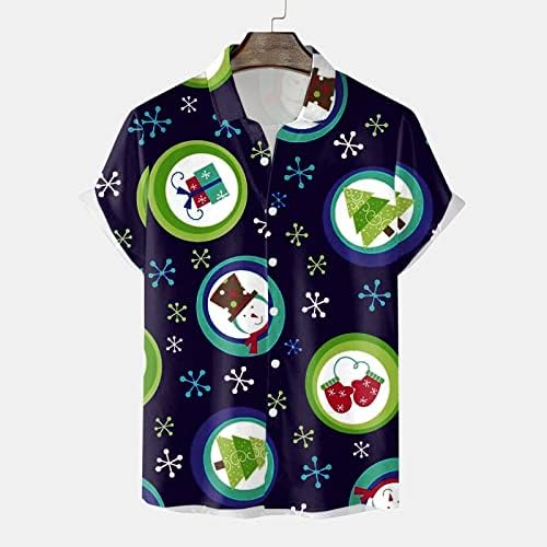 WOCACHI Мъжки Коледа Риза С Къс ръкав, Страхотни Ризи с Копчета, Вечерни Ризи Алоха, Хавайски Ризи с Принтом на дядо коледа, Върхове