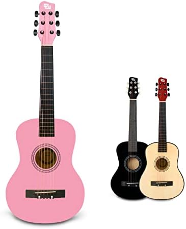 CB SKY 30 Дървени Черна Акустична китара за деца/Момчета/Момичета/Начинаещи / Китара на възраст 3-5 5-9 (Черен)