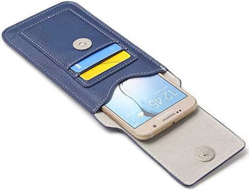 Калъф за мобилен телефон, Калъф за носене Съвместим с iPhone XR, Съвместим с Samsung S5 S9/S8/J5 30, Кожен калъф с клип за колан, Калъф-кобур за мобилен телефон, Защитни капаци (Цвят: синьо)