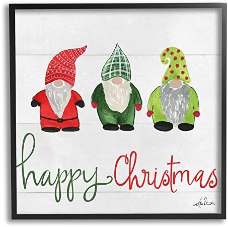 Stupell Industries весела Коледа, шапки с шарени весели празнични джуджета, дизайн Кати Doucette