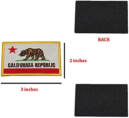 Нашивка BirchRiver 3 x 2 с Флага на щата Калифорния - Бродирана Емблема, Тактическа Раница-Чанта-Подплата: Кука и контур