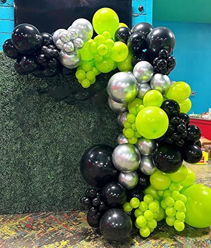 Tcwlyfc Набор от Гирлянди от Лаймово-зелени балони, 130 парчета 18 см, 12 см, 10 инча, 5 инча, Различни Размери, Плодово-Зелени Латексови Балони, Арка, Комплект за къпане на Бебе, Рожден Ден, Годишнина, Украса за парти