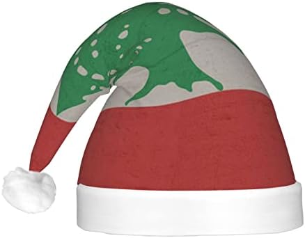 Ретро Знаме на Ливан Забавно Плюшен Шапка на Дядо Коледа За Възрастни, Загорающаяся Коледна Шапка За Жени и Мъже, Празнична Коледна Шапка