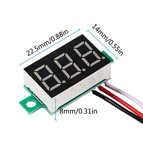 QCCAN 0,36 инча 3-Жични led Сверхмалый мини цифров волтметър за постоянен ток 0-30 dc, led дисплей напрежение, червено/синьо/зелено, три-цветен дисплей (опаковка от 3)