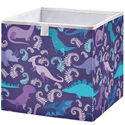 Кошница за шкаф visesunny, Сини и лилави Кутии за съхранение на животните във формата на Динозаври, Тъканни Кошница за Организиране на рафтовете, Сгъваеми Кубични кутии за съхранение на Дрехи, играчки, детски тоалетни