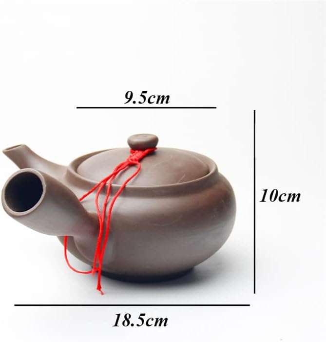 Crysdaralovebi Японски Стил, Лилаво Глинен Чайник, ръчна изработка, Китайски Чай, Креативен Офис Чайник Кунг-фу, Керамичен Чайник със странична дръжка, Цедка за чай (450 мл)