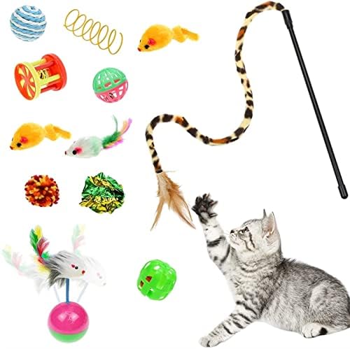 JKYYDS Играчка за домашни котки в форма на мишката, Интерактивни играчки за домашни любимци, определени от 20 теми, Котешки тунел, Котешка пръчка, аксесоари за домашни любимци (Цвят: NO10 14 бр.)