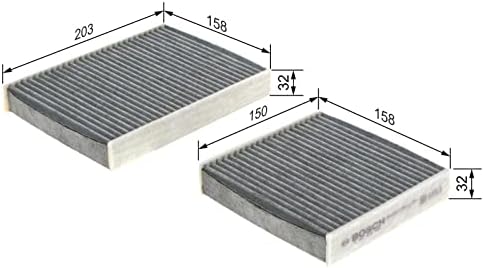 Салонные въздушни филтри BOSCH с активен въглен x2, съвместими със Citroen Ds3, C3 II 2 Peugeot 06-