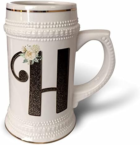 Триизмерна монограм С инициалом H С Красиви Бели цветя - Чаша за стейна на 22 унция (stn_354698_1)