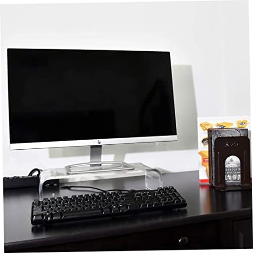 Акрилна Поставка за монитор, Прозрачна Поставка за монитор с една солидна платформа за домашния офис, Настолна Поставка за КОМПЮТЪР, за съхраняване на клавиатурата и мишката, 10x7,5x3,25 инча