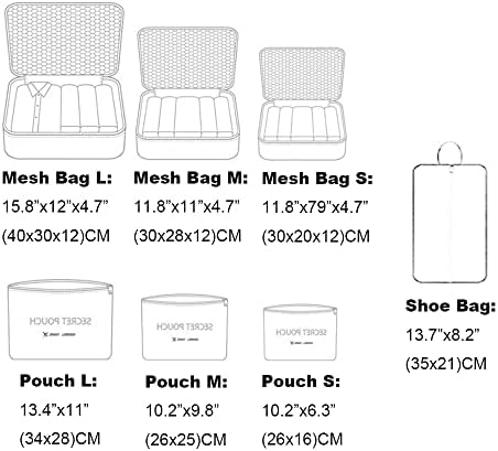 Fxkoolr 7 Опаковъчни Комплекти Кубчета За Пътуване, Организаторите за Опаковане на Багаж за Чанта и Куфар с Чанта за пране и Чанта за обувки, Череша