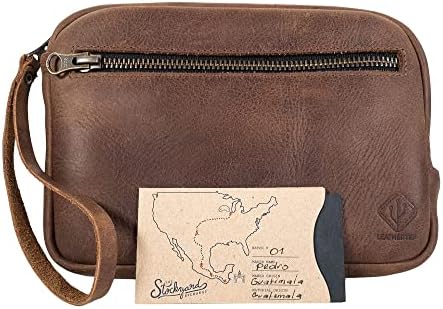 Технологичная чанта с цип LeatherTex Ръчна изработка от естествена кожа - Бурбонско-кафяв