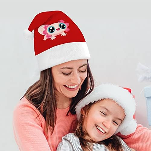 Коледна шапка с хубав аксолотлем, шапки на Дядо Коледа, украси за коледната елха, Празничен декор, подаръци за възрастни, жени, семейни мъже