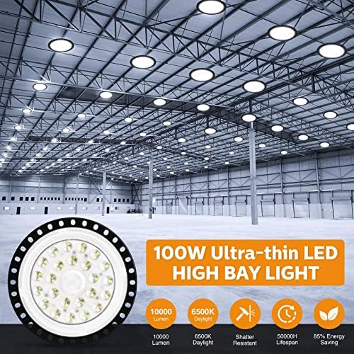 Led магазина за осветителни тела YALAZ High Bay, Водоустойчив прахозащитен, Склад led осветителни тела, Гаражни осветителни тела за Навеси, Работилници, Гаражи, складове, фабрики и 7 опаковки (Цвят: 1 опаковка, размер: