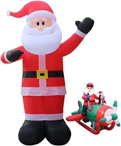 Два комплекта бижута за Коледно парти, в това число Огромна коледна надуваем Дядо Коледа, височина 14 фута и Анимирани коледни надуваем Дядо Коледа с дължина 8 метра с Пингвини в самолет