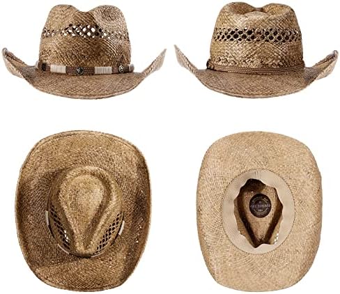 Смесени кафяви шапки в западен стил за жени, ковбойская шапка от лико, лятна плажна шапка за пастушки, сменяеми широки шапки с широка периферия