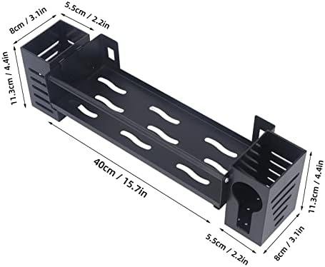 Рафт за съхранение вкъщи, Стенен държач за кухненски подправки от въглеродна стомана, се определя с помощта на лепило или винтове за дърво (обикновена 40 см с една тръба за пръчици за хранене и една тръба за лъжици)