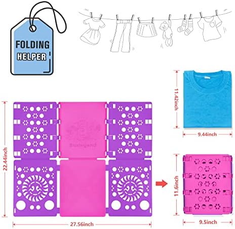 BoxLegend Версия 3 Сгъваема дъска за блузи, Тениски, Папка за дрехи, Трайни Пластмасови Папки за дрехи, Сгъваеми Дъски, Помощни средства за възрастни и деца (Лилаво)
