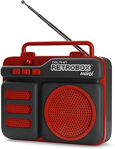 Dolphin Retrobox Mini RTX-10 - Bluetooth-колона с FM радио, USB устройство, MP3 плейър с карта, Micro SD, Aux жак 3,5 мм - Перезаряжаемое музикално устройство, време на възпроизвеждане до 12 часа, 2-инчов нискочестотен