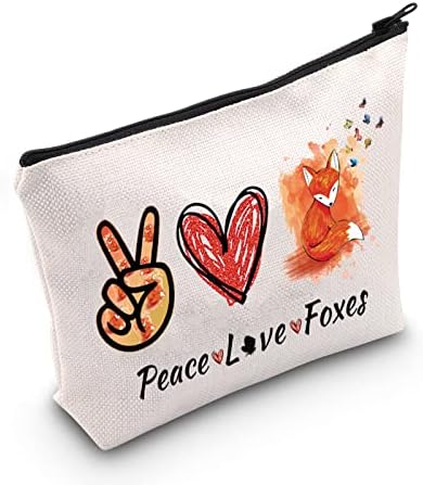 CMNIM Fox Подаръци за любителите на Лисици Косметичка Peace Love Foxes Косметичка за любителите на Животни Пътна Чанта за Тоалетни принадлежности (Косметичка за любителите на Лисици)
