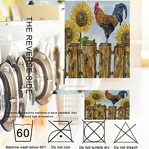 visesunny Rooster Sunflower 2 бр., Влажна чанта с джобове с цип, Моющаяся, Множество, Голям за Пътуване, плаж, басейн, детска градина, Колички, Памперси, Мръсна спортни дрехи, Мокри Бански костюми, Тоалетни принадлежности