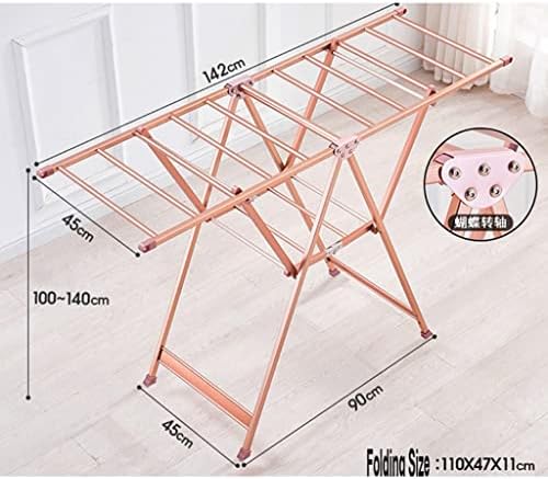 WODMB Закачалка за палто От Алуминиева Сплав Закачалка За Сушене на Дрехи Подови Сгъваема Закачалка За Дрехи Закрит Балкон Домашната Закачалка За Сушене на Пухени Унисекс