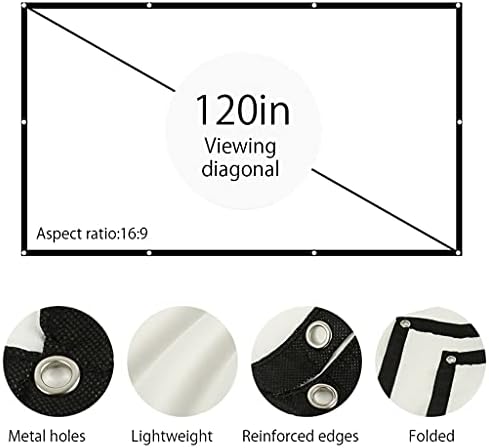 CLGZS 100/120 инчов Прожекционен Екран Диагонал на екрана 16:9 от бял dacron, монтиран на стената Видеопроекционный Екран за домашно кино (Размер: 100 см)