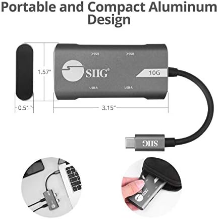 SIIG 4-Портов хъб USB 3.1 Gen 2 с няколко USB порта - 2 USB порта-C и 2 USB порта-A с висока скорост на трансфер на данни 10G, plug на принципа Plug-n-Play за MacBook компютри, преносими КОМПЮТРИ, Windows и macOS (JU-H40G11-S1)