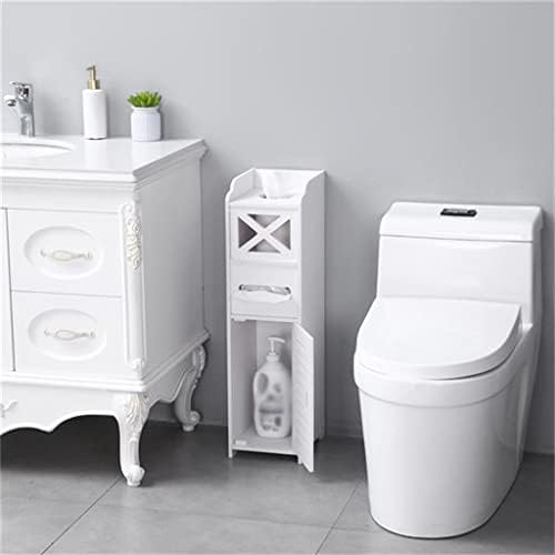 SDGH Тоалетка Тесен шкаф за моментното състояние на тъканите, Два шкафа за съхранение на тъкани, Тесен Шкаф за Баня, Здрав Съраунд Шкаф за съхранение, Бяла (20x25x74 см)