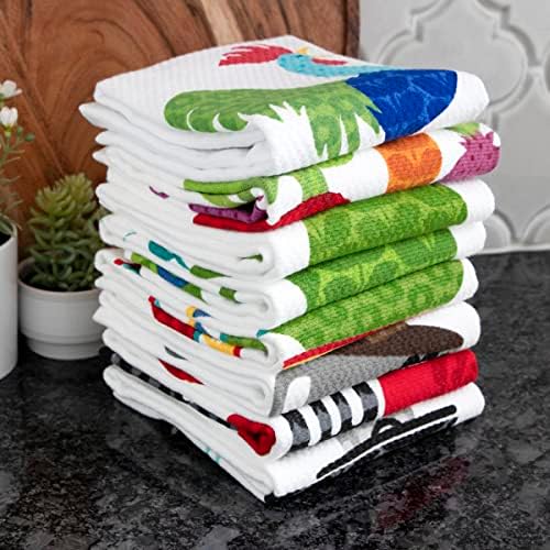 T-Fal Textiles 62459 2 Кафеени Чаши С Принтом Двустранно Памучни Кухненски Кърпи За миене на съдове