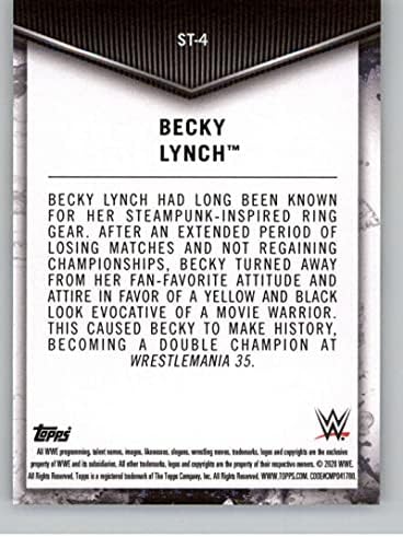 2020 Оглавява женската дивизия на WWE Superstar Transformations ST-4 Беки Линч Официалната търговска карта World Борба Entertainment в суров вид (NM или по-добре).
